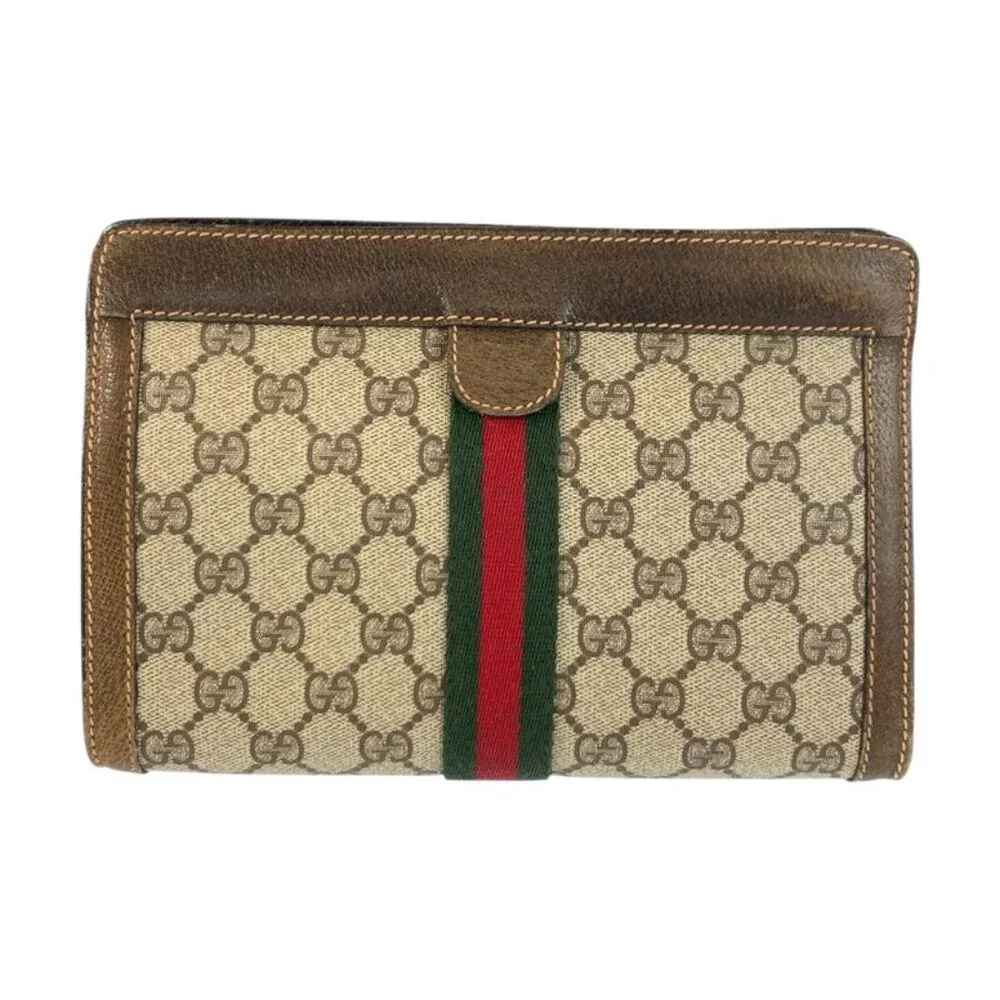 Gucci Vintage Sherry Clutch Beige Brown - Picture 2 of 9